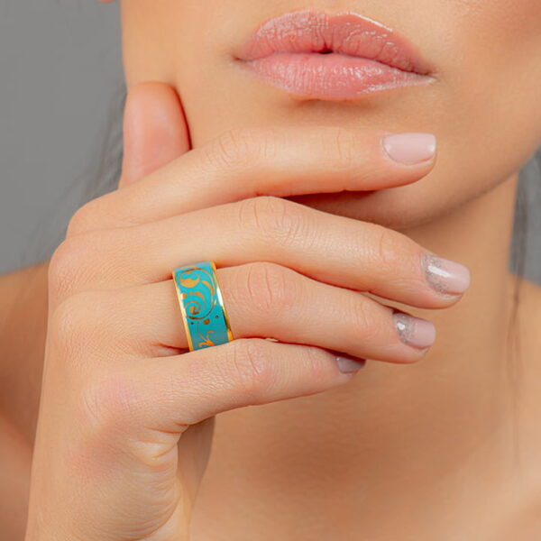 Barokový prsteň z jemného porcelánu Mint Green