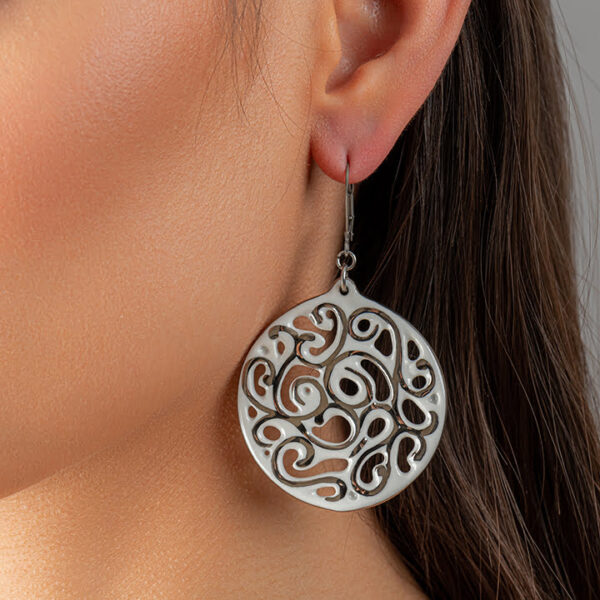 Aero White&Platinum jemné porcelánové náušnice (40 mm)