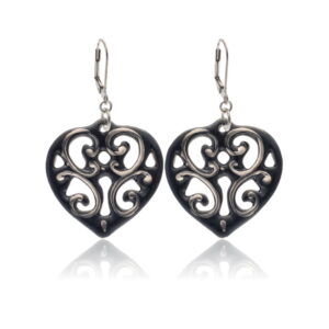 Aero Fekete&Platina Szív Finomporcelán Fülbevaló Aero Fekete&Platina Szív Finomporcelán Fülbevaló