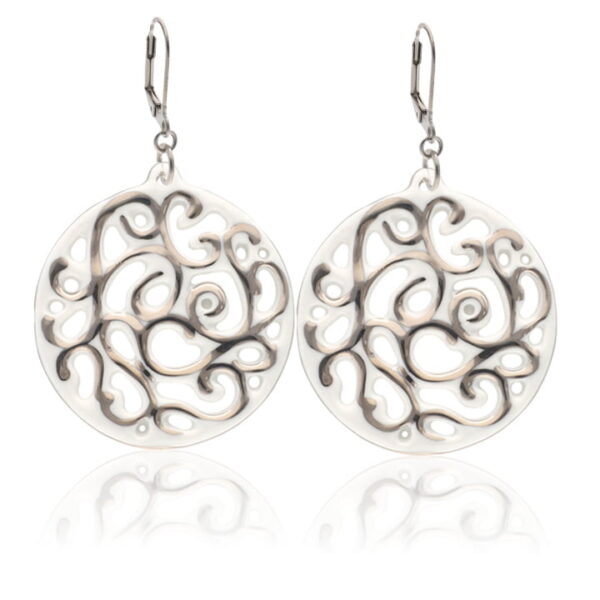 Aero Fehér&Platina Finomporcelán Fülbevaló (40 mm)