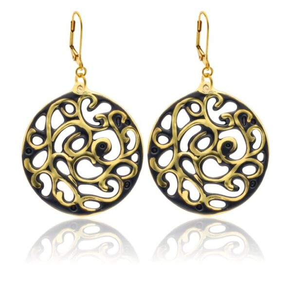 Aero Fekete&Arany Finomporcelán Fülbevaló (40mm)