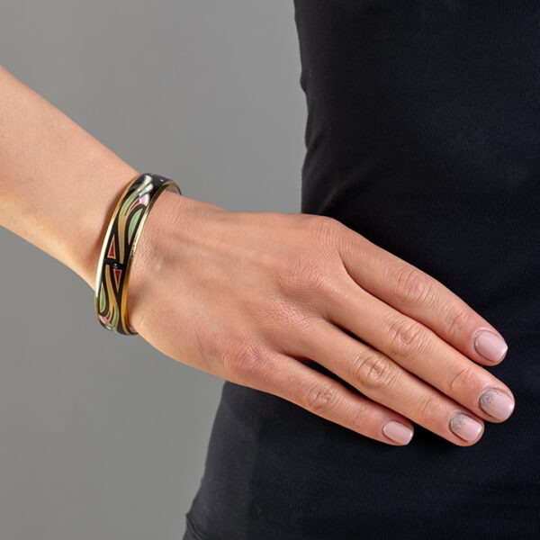 Art Deco zelený jemný porcelánový náramok