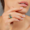 Mätovo zelený secesný prsteň z jemného porcelánu