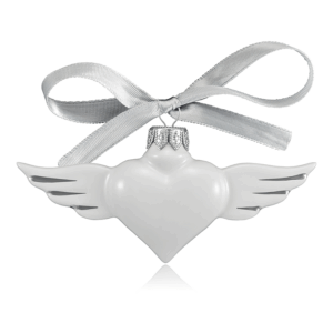 Porcelánové platinované srdce na vianočný stromček