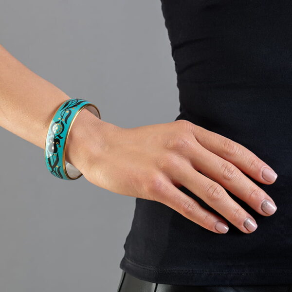 Jemný široký náramok z jemného porcelánu Infinity Mint Green