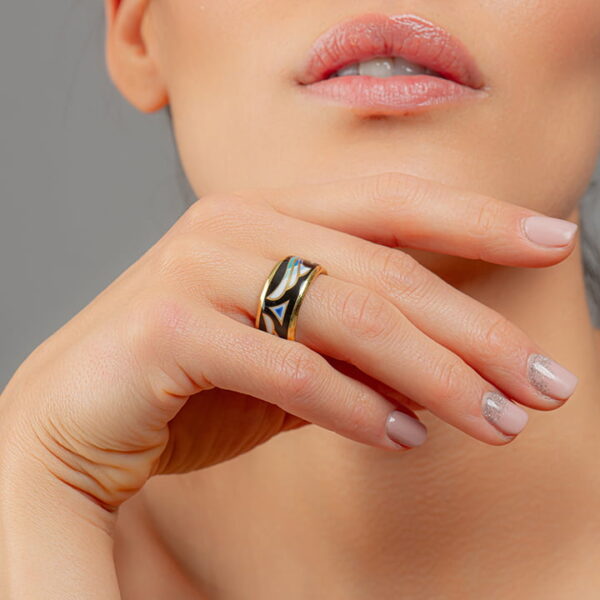 Art deco prsteň z modrého jemného porcelánu